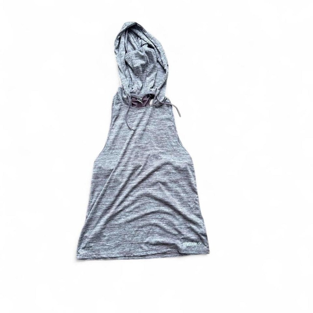 Gymshark Sleeveless Hooded Workout Top Women's Small Gray Marl